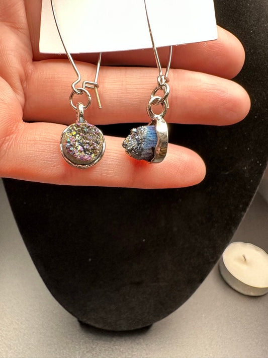 Blue Agate Druzy Crystal Earrings