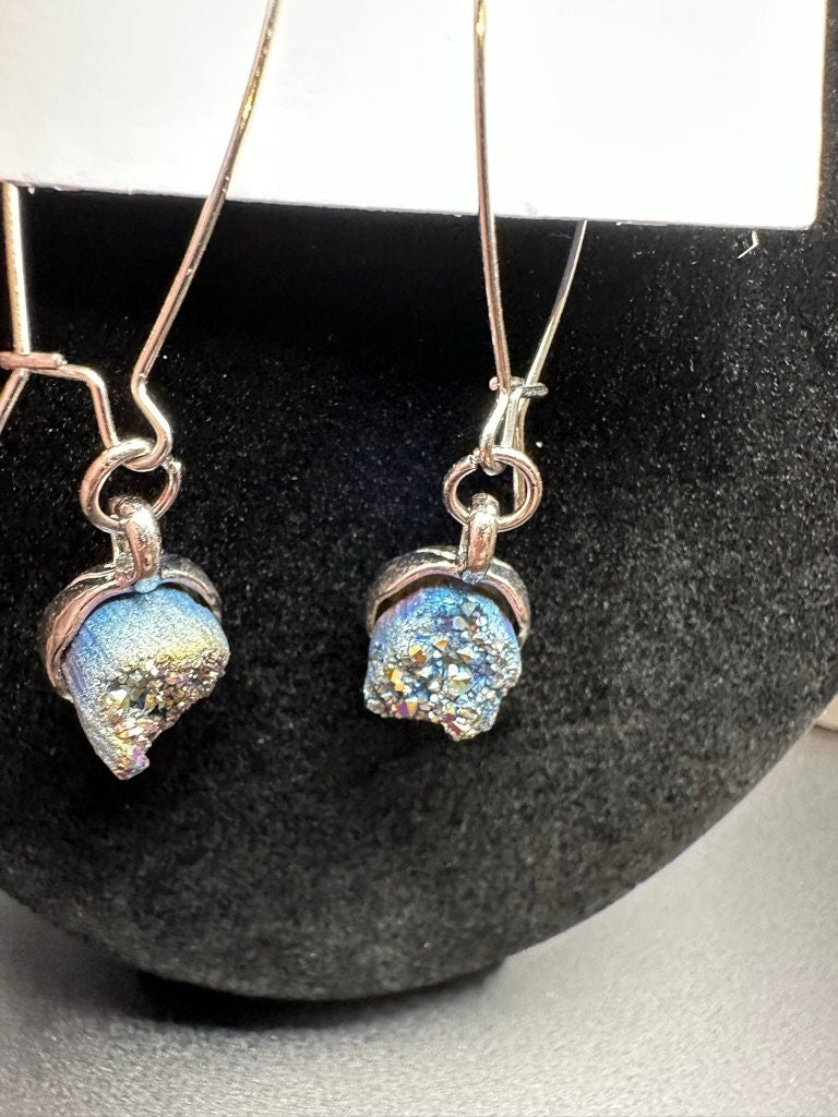 Blue Agate Druzy Crystal Earrings